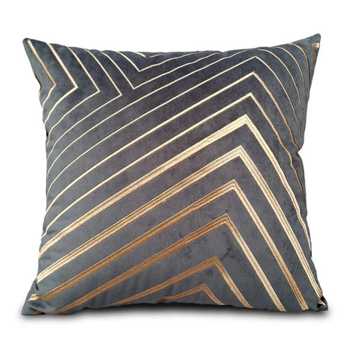 Geometric Gold Lines Velvet Striped Throw Pillows - The Finishing Touch Decor