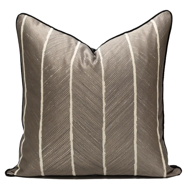 Coffee Brown Modern Striped Throw Pillow Covers - The Finishing Touch Decor