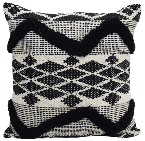 Black Tufted Chevron Boho Full Throw Pillow 20" - The Finishing Touch Decor