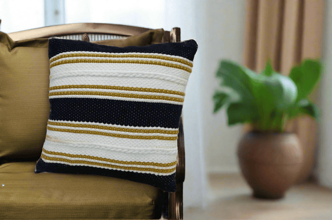Indoor Outdoor Braided Stripe Full Throw Pillow 18x18in - The Finishing Touch Decor