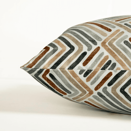 Indoor/ Outdoor Earth Tone Geometric Stripe Full Throw Pillow 22in - The Finishing Touch Decor