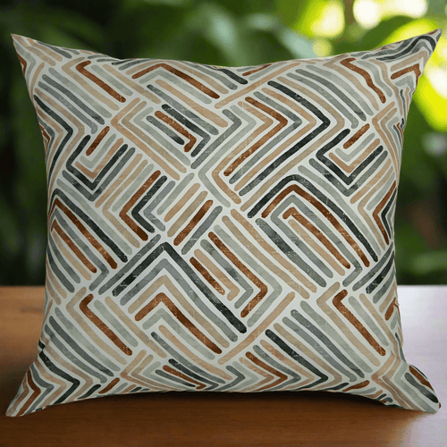 Indoor/ Outdoor Earth Tone Geometric Stripe Full Throw Pillow 22in - The Finishing Touch Decor