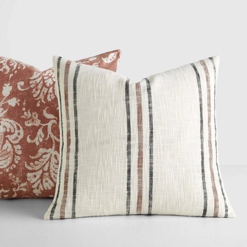 Terracotta Stripe & Floral Set of 2 Throw Pillows - The Finishing Touch Decor