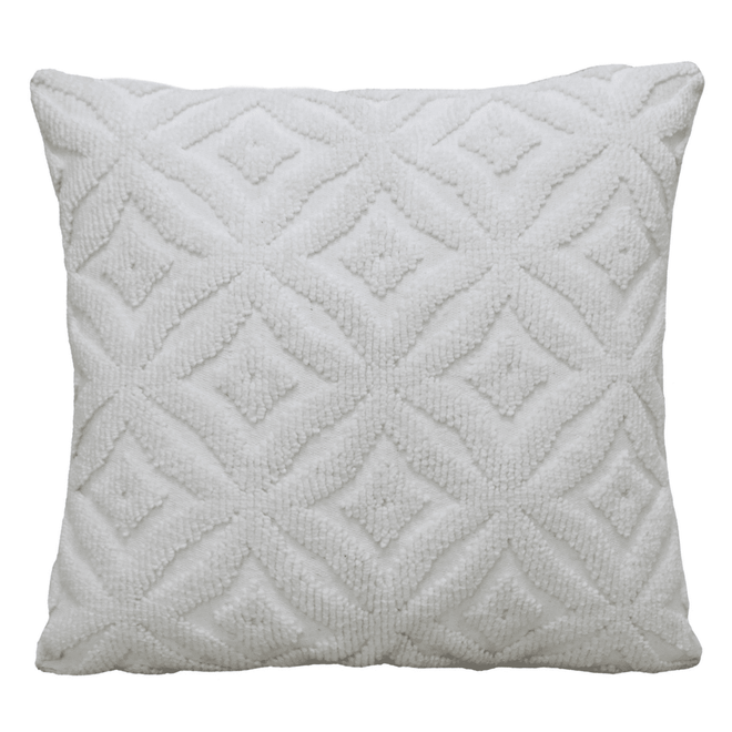 Textured White Indoor/Outdoor Ogee Filled Pillow - The Finishing Touch Decor