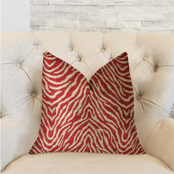 Highest Quality Zebra Red Luxury Down Alternative Throw Pillow - The Finishing Touch Decor
