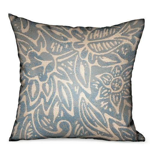 Floral Cream Indoor/Outdoor Oasis Blue Throw Pillow - The Finishing Touch Decor