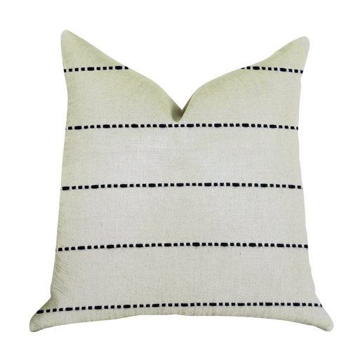 Striped Vanilla Bean & Black Luxury Throw Pillow - The Finishing Touch Decor