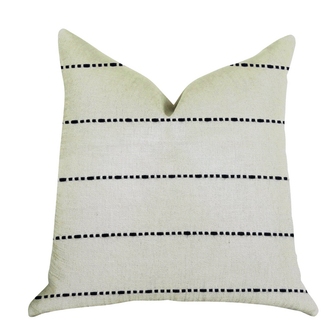 Striped Vanilla Bean & Black Luxury Throw Pillow - The Finishing Touch Decor