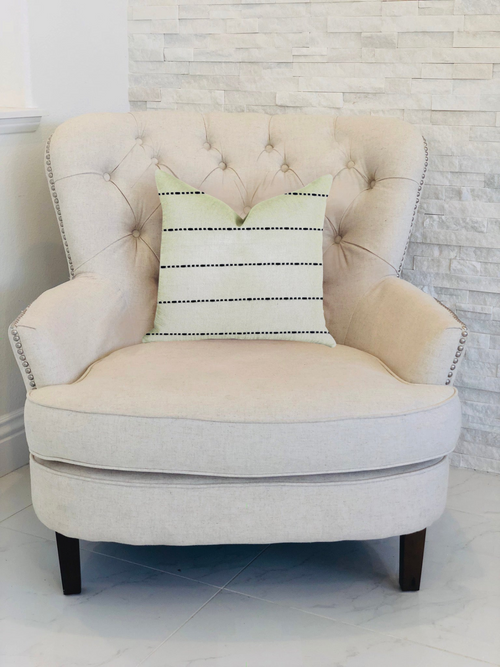 Striped Vanilla Bean & Black Luxury Throw Pillow - The Finishing Touch Decor