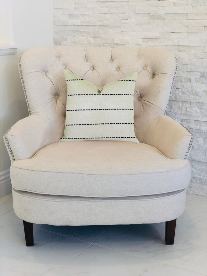 Striped Vanilla Bean & Black Luxury Throw Pillow - The Finishing Touch Decor