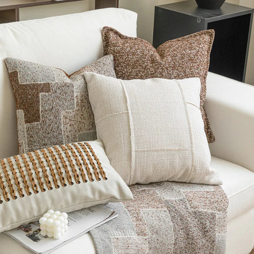 Warm Neutral Color Ensemble of Throw Pillow Covers - The Finishing Touch Decor