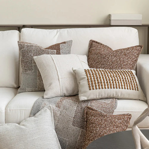 Warm Neutral Color Ensemble of Throw Pillow Covers - The Finishing Touch Decor