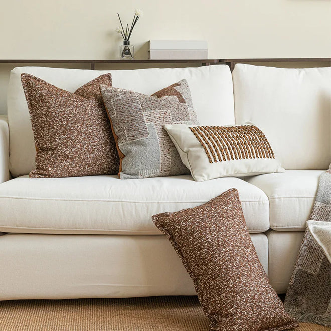 Warm Neutral Color Ensemble of Throw Pillow Covers - The Finishing Touch Decor