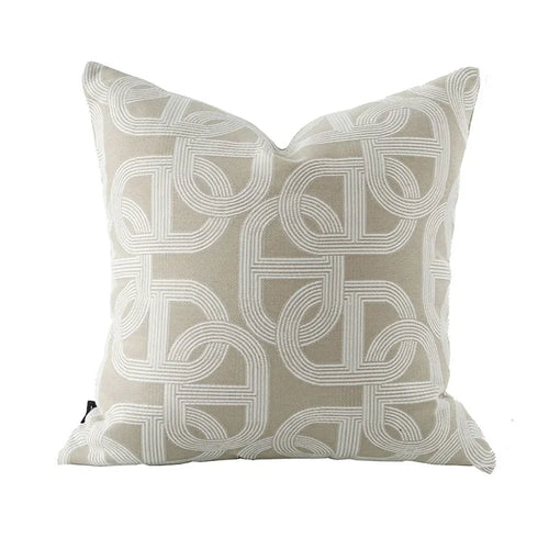 Oatmeal Jacquard Luxury Printed Throw Pillow Covers - The Finishing Touch Decor