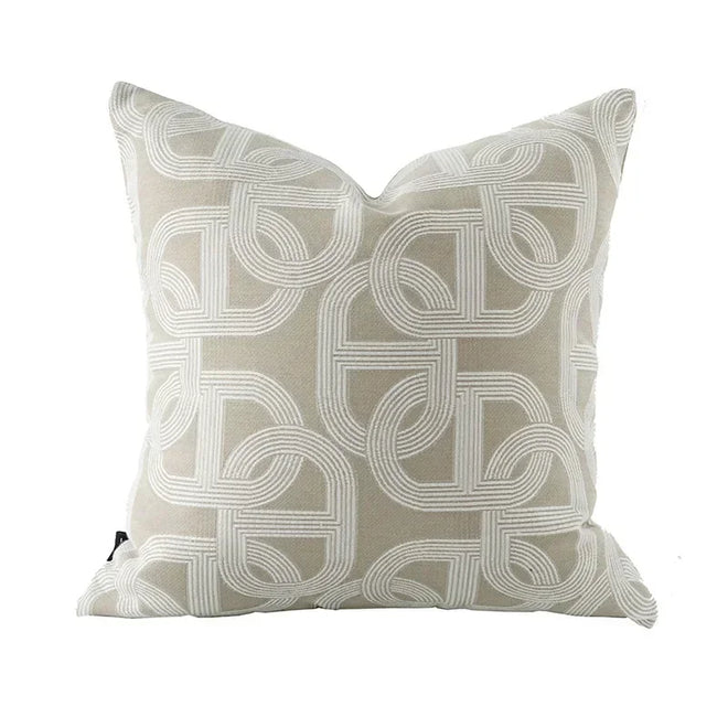Oatmeal Jacquard Luxury Printed Throw Pillow Covers - The Finishing Touch Decor