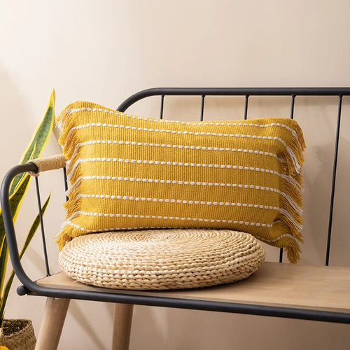 Cotton Throw Pillow Boho Covers with Tassels - The Finishing Touch Decor