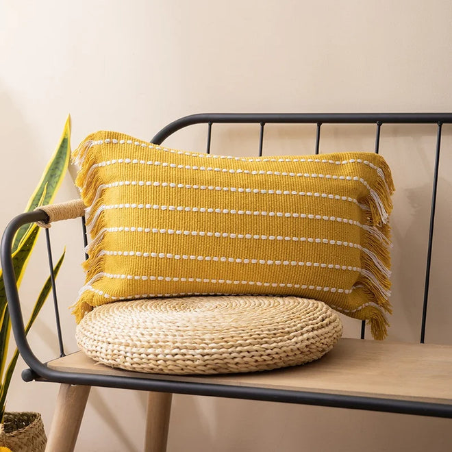 Cotton Throw Pillow Boho Covers with Tassels - The Finishing Touch Decor