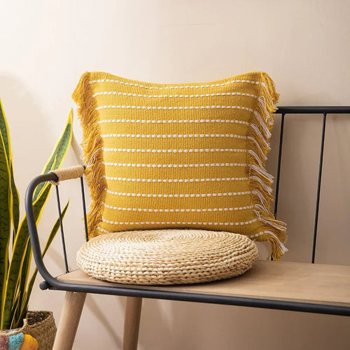 Cotton Throw Pillow Boho Covers with Tassels - The Finishing Touch Decor