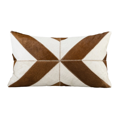 Beige & Black Leather Patchwork Throw Pillow Cover - The Finishing Touch Decor