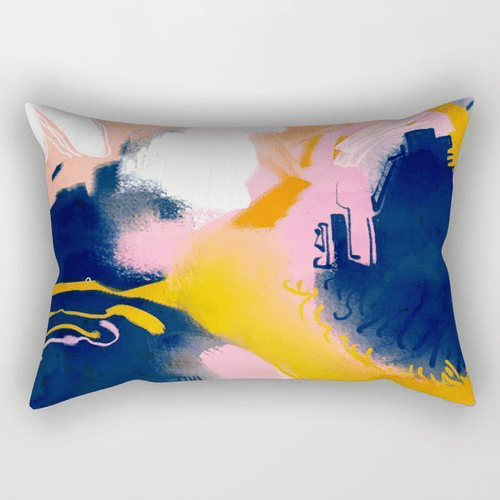 Colorful Paint Abstract Contemporary Art Rectangle Pillow - The Finishing Touch Decor