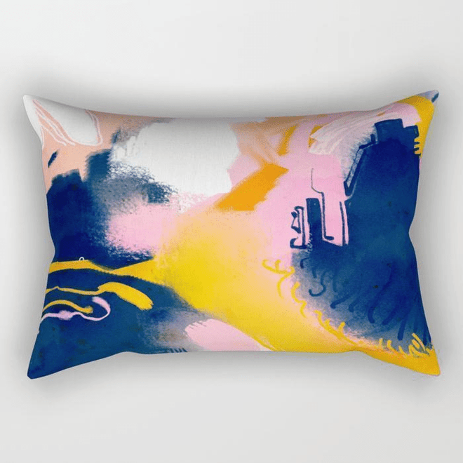 Colorful Paint Abstract Contemporary Art Rectangle Pillow - The Finishing Touch Decor
