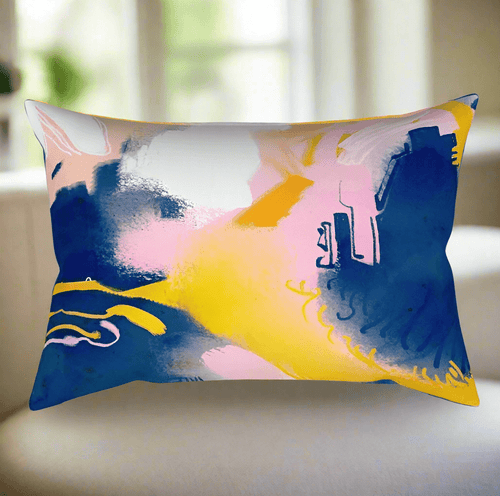 Colorful Paint Abstract Contemporary Art Rectangle Pillow - The Finishing Touch Decor