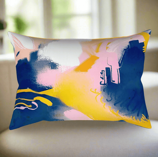 Colorful Paint Abstract Contemporary Art Rectangle Pillow - The Finishing Touch Decor
