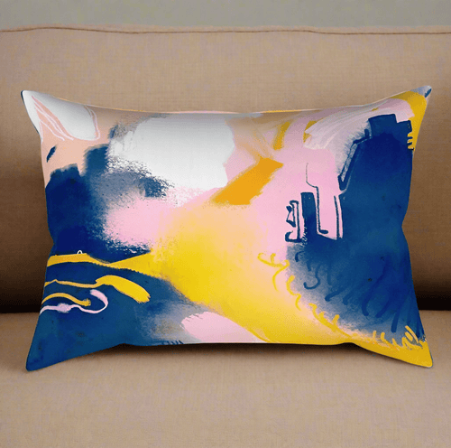 Colorful Paint Abstract Contemporary Art Rectangle Pillow - The Finishing Touch Decor
