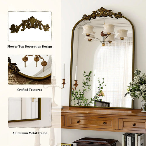 BEAUTYPEAK Vanity Wall Mirror Decorative Vintage Arch Bathroom Mirror - The Finishing Touch Decor