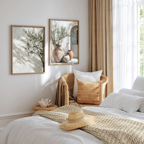 Olive Tree in Vase Neutral Shadow Vase 2 Pcs Canvas Print - The Finishing Touch Decor