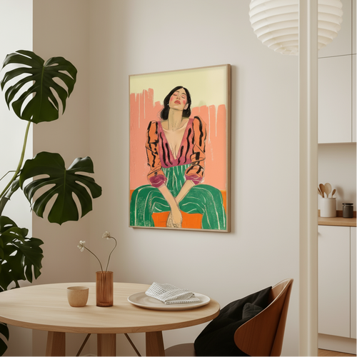 Retro Modern Colorful Female Portrait Wall Art Print - The Finishing Touch Decor