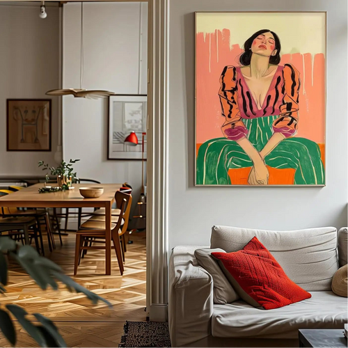 Retro Modern Colorful Female Portrait Wall Art Print - The Finishing Touch Decor