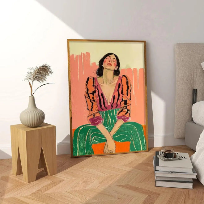 Retro Modern Colorful Female Portrait Wall Art Print - The Finishing Touch Decor