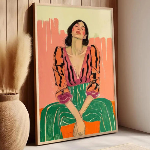 Retro Modern Colorful Female Portrait Wall Art Print - The Finishing Touch Decor