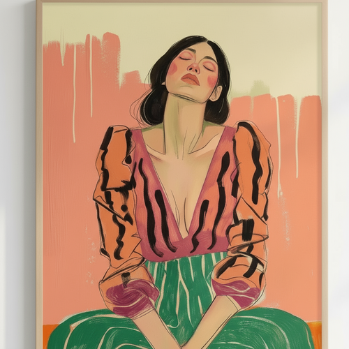 Retro Modern Colorful Female Portrait Wall Art Print - The Finishing Touch Decor