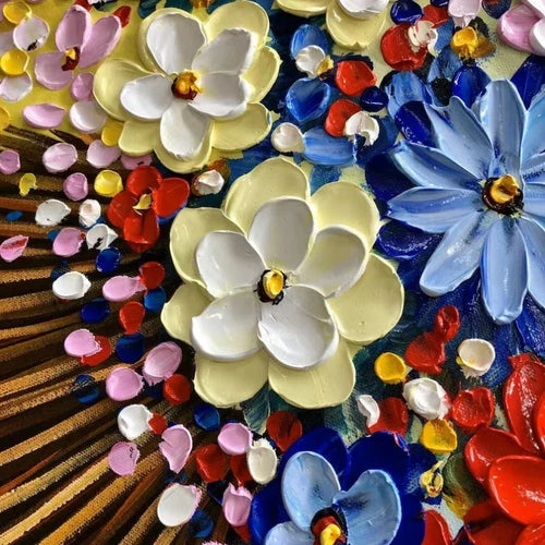 Colorful Original Floral Knife-Painted Canvas Oil Painting - The Finishing Touch Decor