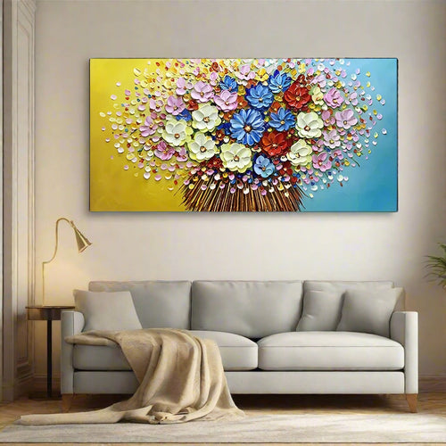 Colorful Original Floral Knife-Painted Canvas Oil Painting - The Finishing Touch Decor