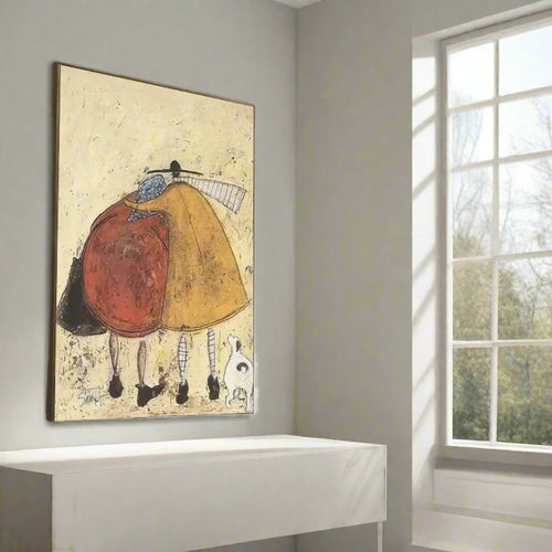 Colorful Hand-Painted Ladies & Dog Oil Painting - The Finishing Touch Decor