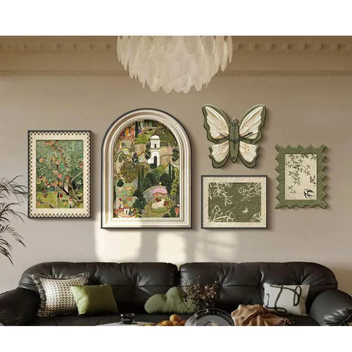 Framed French Style Wall Art, Clock, Mural 5 Piece Set - The Finishing Touch Decor