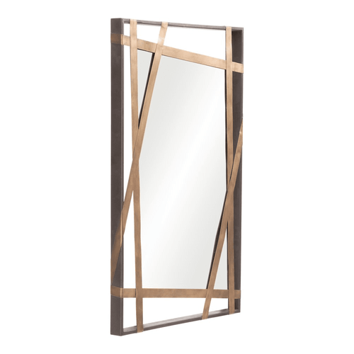 Geometric Floating Frame Antique Gold & Black Mirror - The Finishing Touch Decor