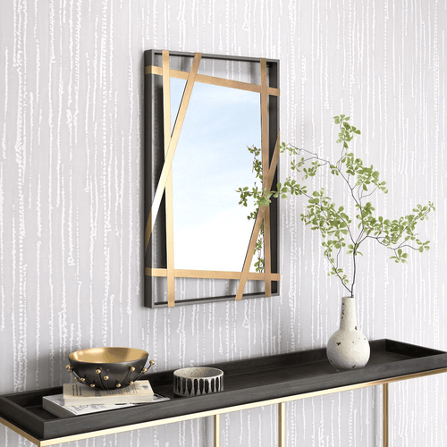 Geometric Floating Frame Antique Gold & Black Mirror - The Finishing Touch Decor