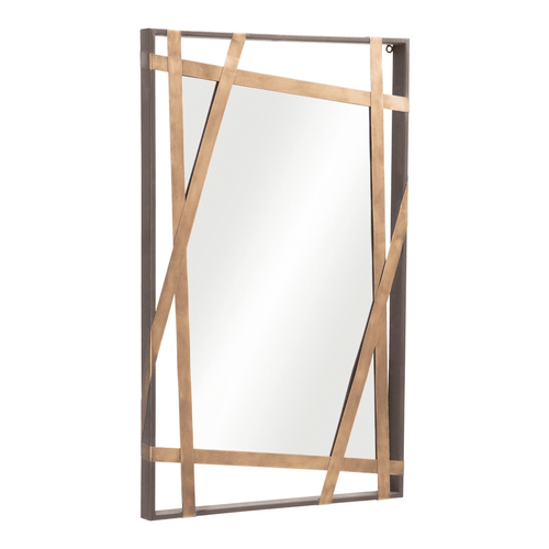 Geometric Floating Frame Antique Gold & Black Mirror - The Finishing Touch Decor