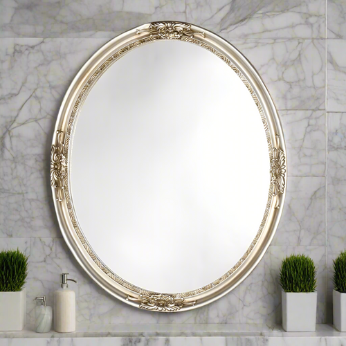 Oval Antique Silver Finish Framed Wall Mirror 22x26" - The Finishing Touch Decor