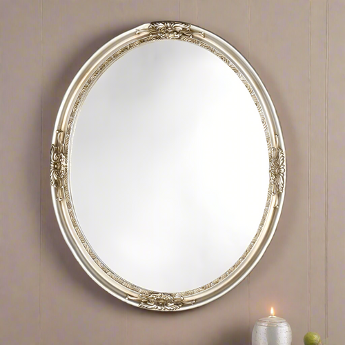 Oval Antique Silver Finish Framed Wall Mirror 22x26" - The Finishing Touch Decor