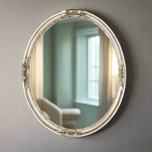 Oval Antique Silver Finish Framed Wall Mirror 22x26" - The Finishing Touch Decor