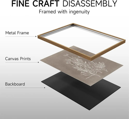 Boho Framed Botanical Wall Art For Living Room, 4 Piece Rustic Flower Painting Canvas Artwork For Modern Farmhouse,customizable - The Finishing Touch Decor