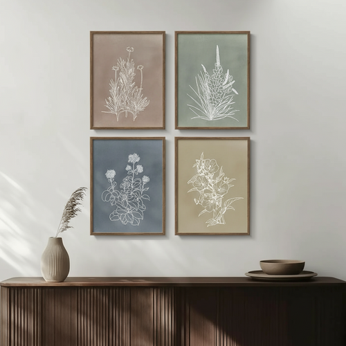 Four Piece Framed Set of Botanical Wall Art Prints - The Finishing Touch Decor