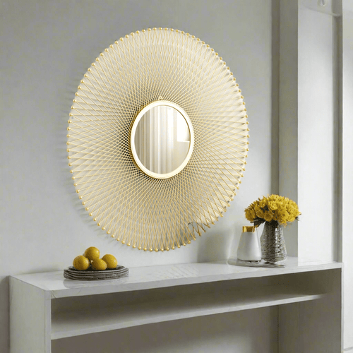 Sunburst Round Metal Gold 35" Mirror - The Finishing Touch Decor