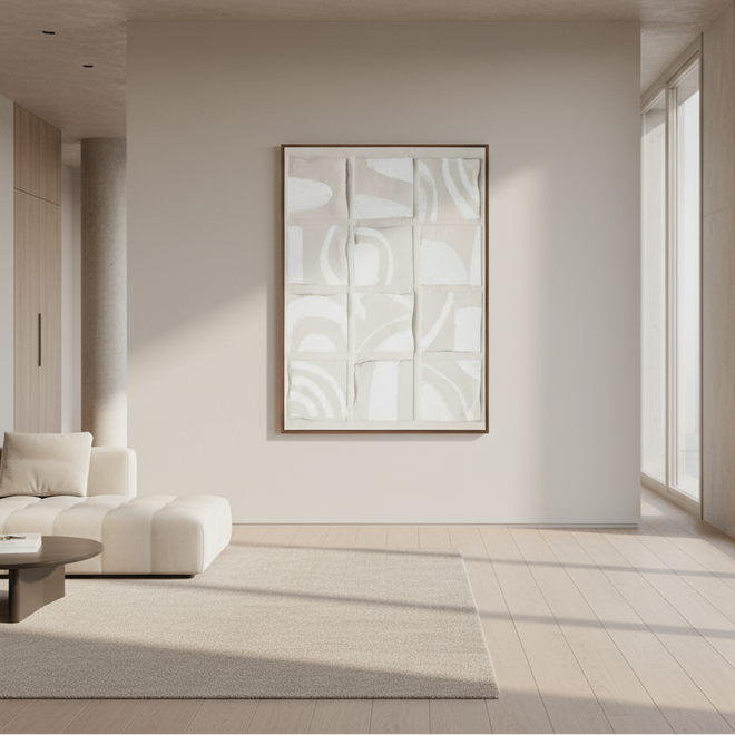 Paper Collage Abstract Neutral Framed Wall Art - The Finishing Touch Decor