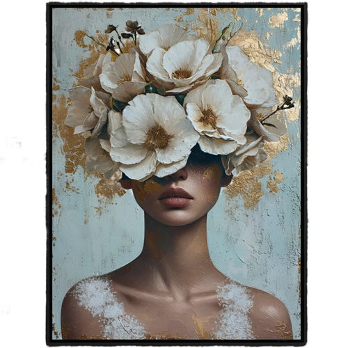 Gold Foil Mystical Floral Woman Canvas Painting Print - The Finishing Touch Decor